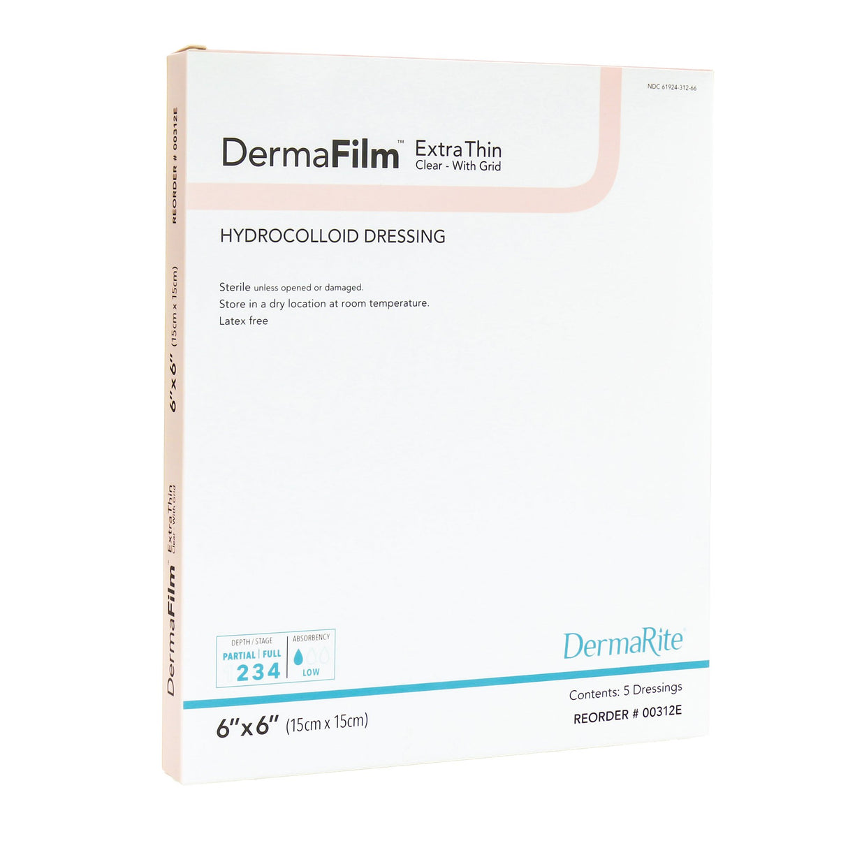 Thin Hydrocolloid Dressing DermaFilm Film Backing 6 X 6 Inch Square Hydrocolloid / Film - BeHope