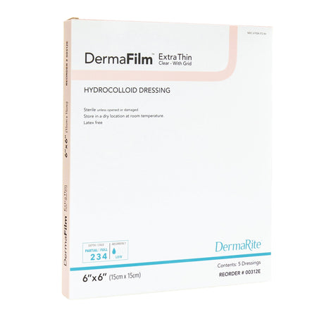 Thin Hydrocolloid Dressing DermaFilm Film Backing 6 X 6 Inch Square Hydrocolloid / Film - BeHope