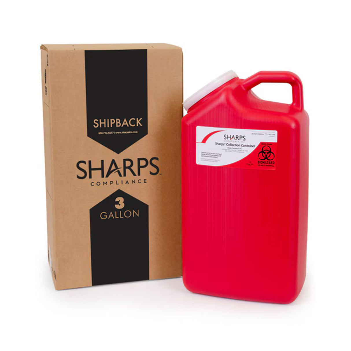 Mailback Sharps Container Sharps Recovery System™ Red Base 17 H X 6 W X 9 L Inch Vertical Entry 3 Gallon - BeHope