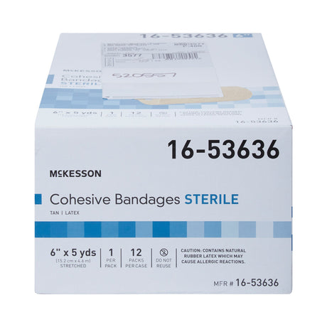 Cohesive Bandage McKesson 6 Inch X 5 Yard Self-Adherent Closure Tan Sterile Standard Compression - BeHope