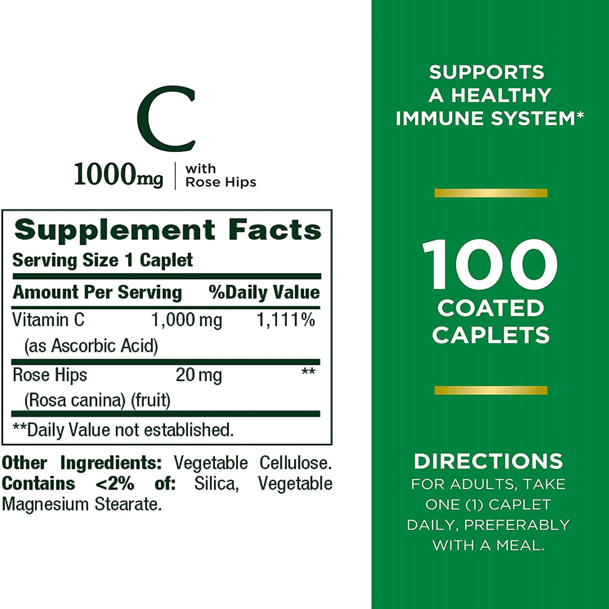 Vitamin C Supplement Nature's Bounty® 1,000 mg Strength Capsule 100 per Bottle - BeHope