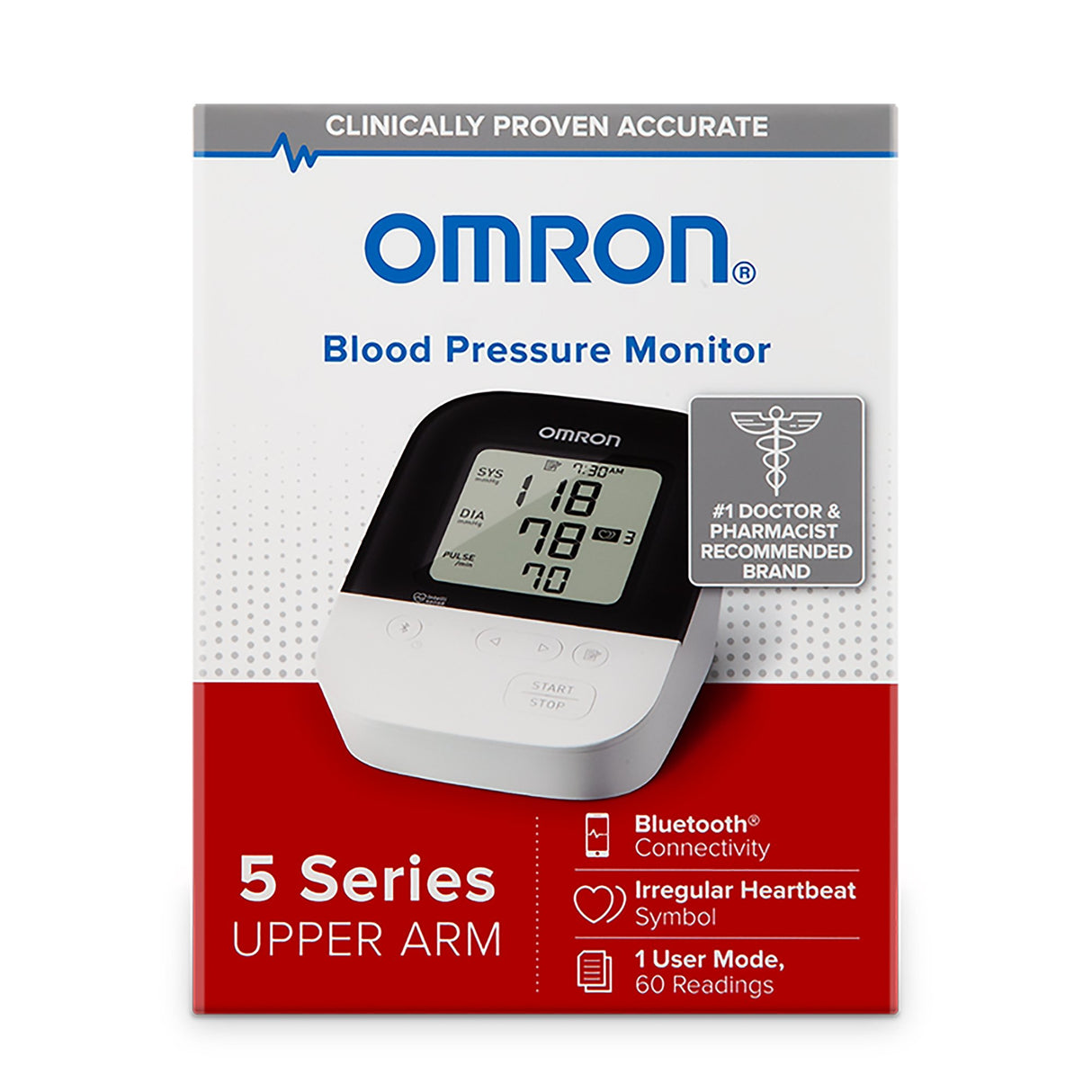 Home Automatic Digital Blood Pressure Monitor Omron®5 Series™ Wide Range Nylon Cuff 23 - 43 cm Desk Model - BeHope