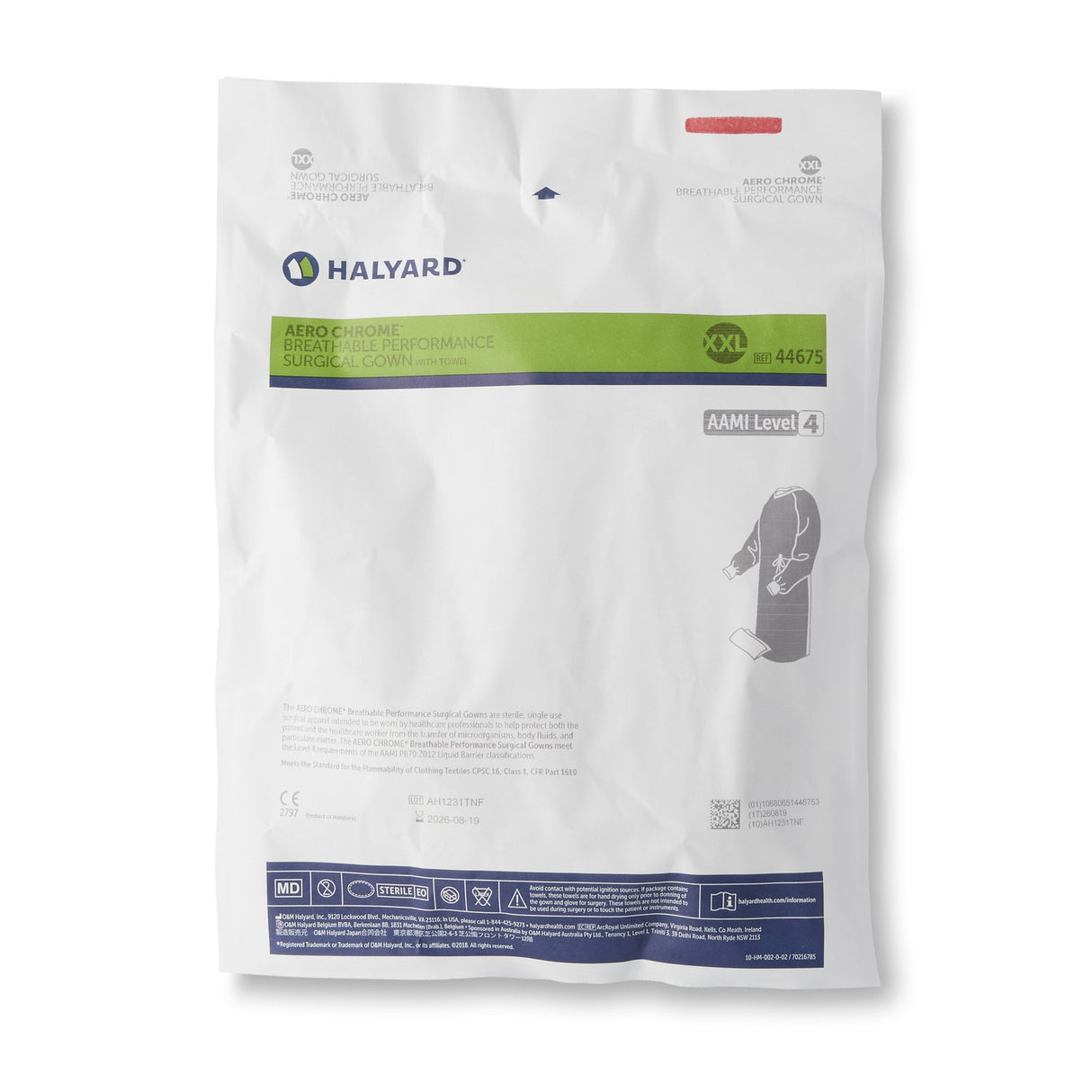 Surgical Gown with Towel Aero Chrome 2X-Large Silver Sterile AAMI Level 4 Disposable - BeHope