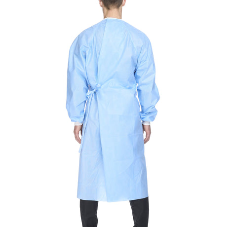 Non-Reinforced Surgical Gown with Towel Halyard Basics X-Large Blue Sterile Disposable - BeHope