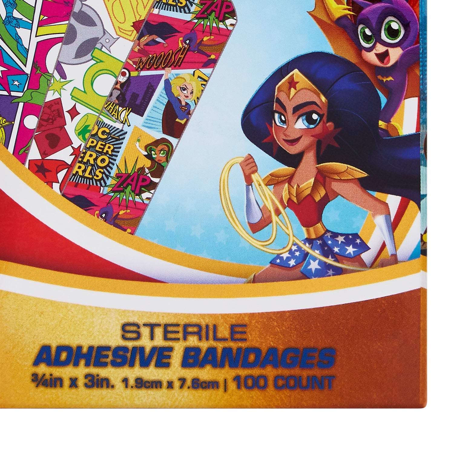 Adhesive Strip Stat Strip® Plastic Kid Design (DC Super Hero Girls) 3/4 X 3 Inch Sterile - BeHope