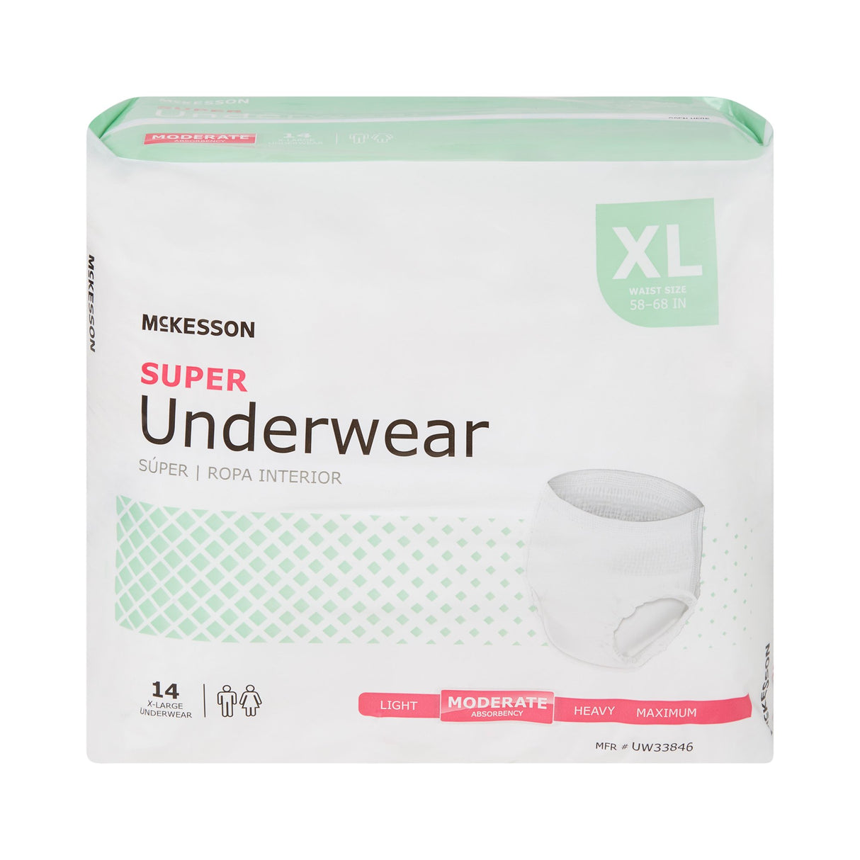Unisex Adult Absorbent Underwear McKesson Pull On with Tear Away Seams X-Large Disposable Moderate Absorbency - BeHope