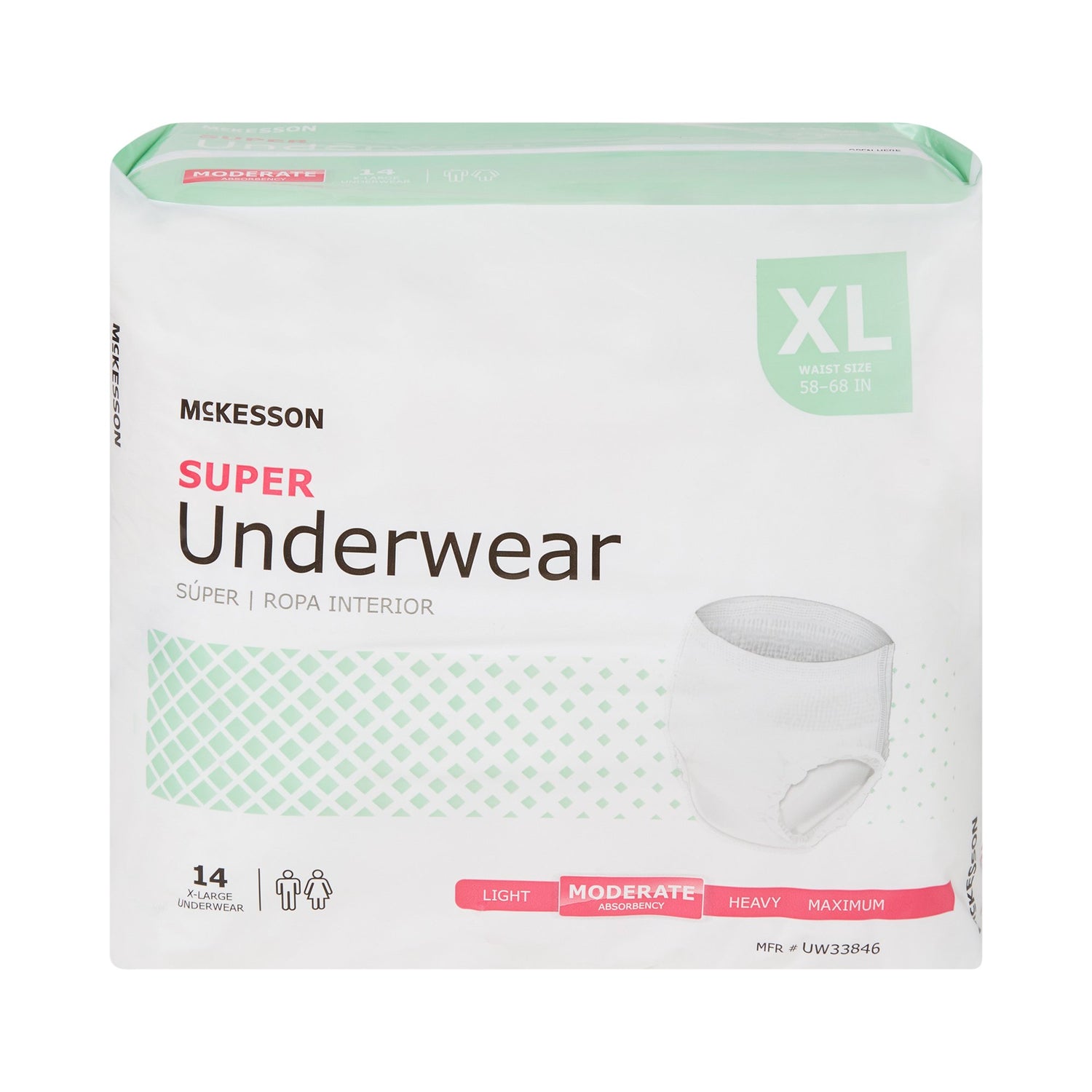 Unisex Adult Absorbent Underwear McKesson Pull On with Tear Away Seams X-Large Disposable Moderate Absorbency - BeHope