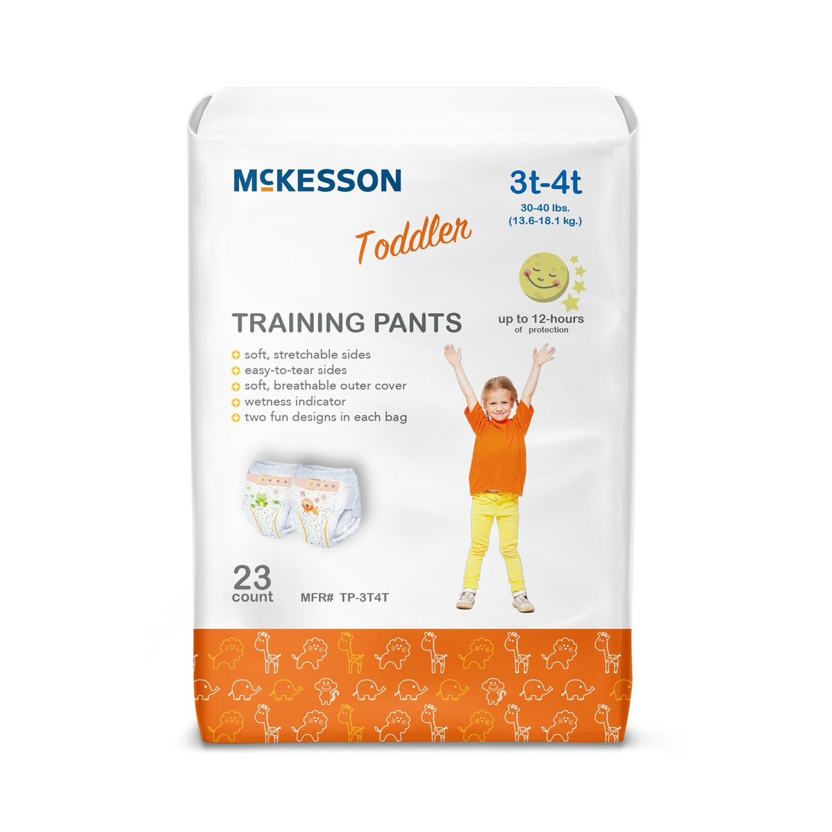 Unisex Toddler Training Pants McKesson Pull On with Tear Away Seams Size 3T to 4T Disposable Heavy Absorbency - BeHope