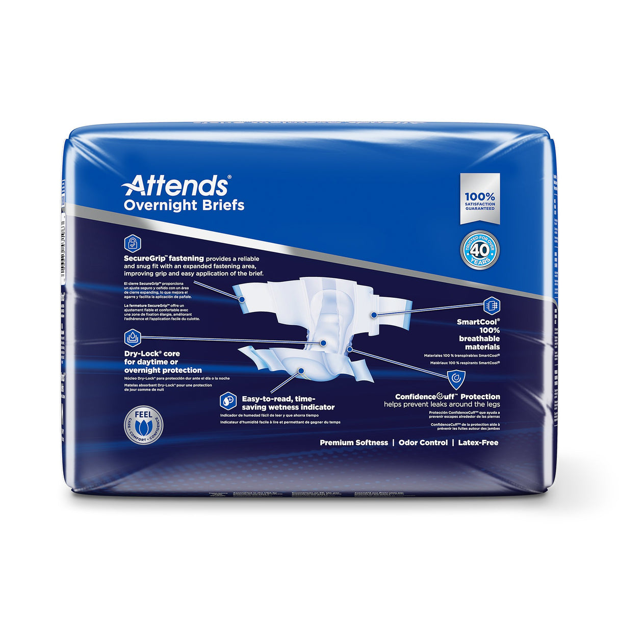 Unisex Adult Incontinence Brief Attends® Overnight Medium Disposable Heavy Absorbency - BeHope