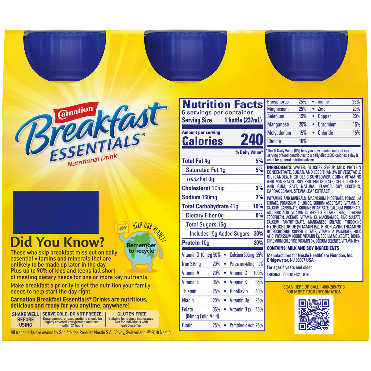 Oral Supplement Carnation Breakfast Essentials French Vanilla Flavor Liquid 8 oz. Bottle - BeHope