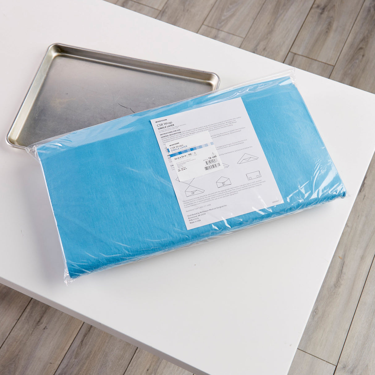 McKesson Sterilization Wrap Blue 24 X 24 Inch Single Layer Cellulose Steam / EO Gas - BeHope