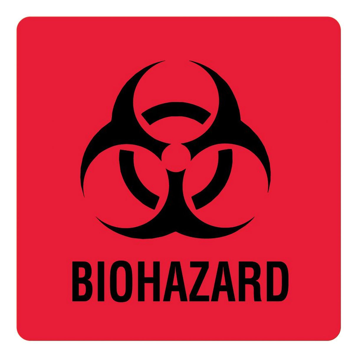 Pre-Printed Label UAL Caution Label Red Paper Biohazard / Symbol Black Biohazard 3 X 3 Inch - BeHope