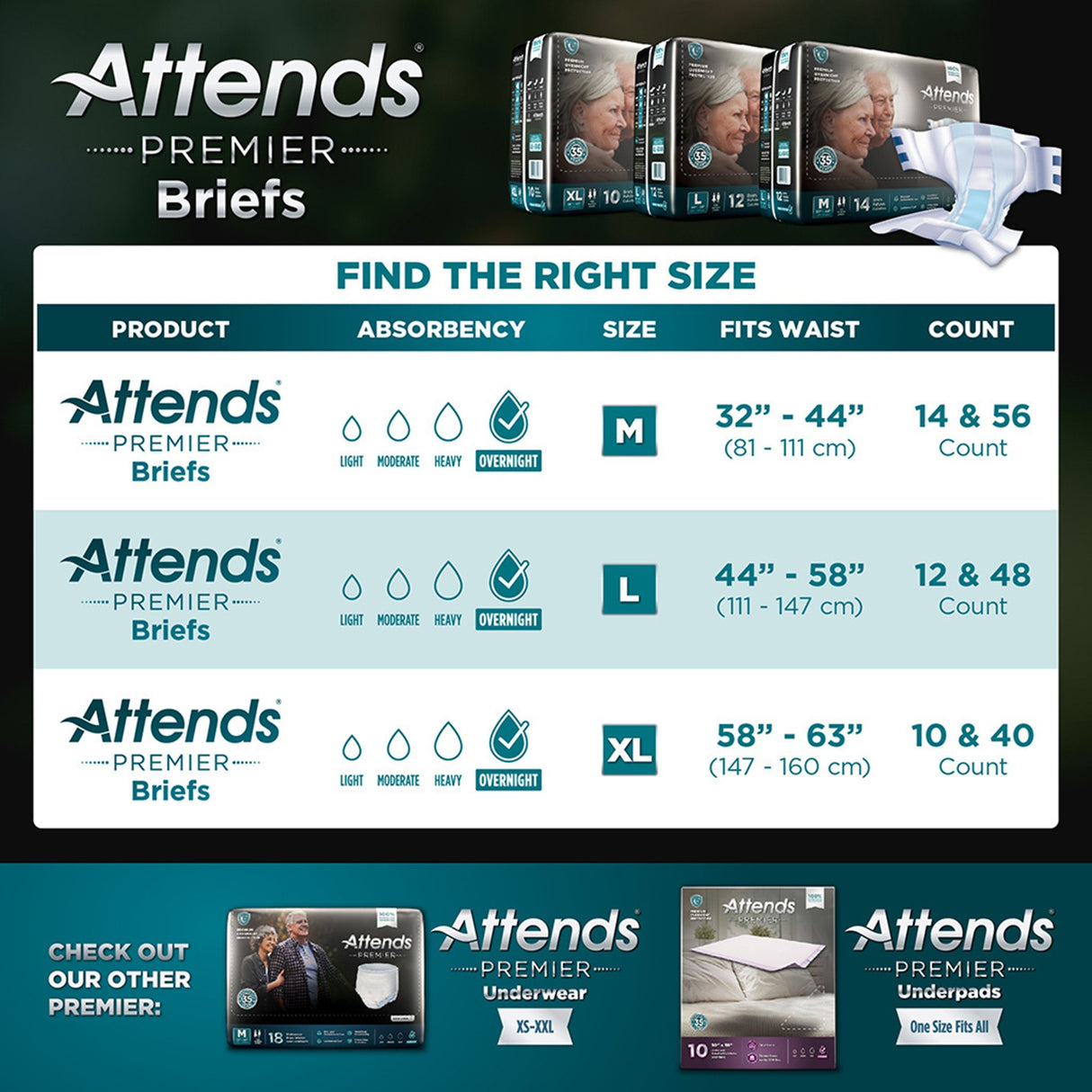 Unisex Adult Incontinence Brief Attends® Premier Large Disposable Heavy Absorbency - BeHope