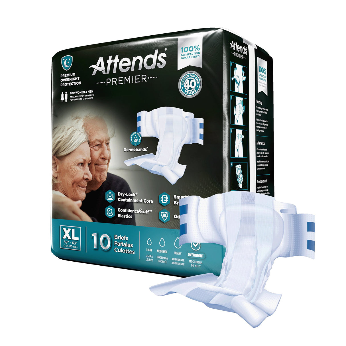 Unisex Adult Incontinence Brief Attends® Premier X-Large Disposable Heavy Absorbency - BeHope