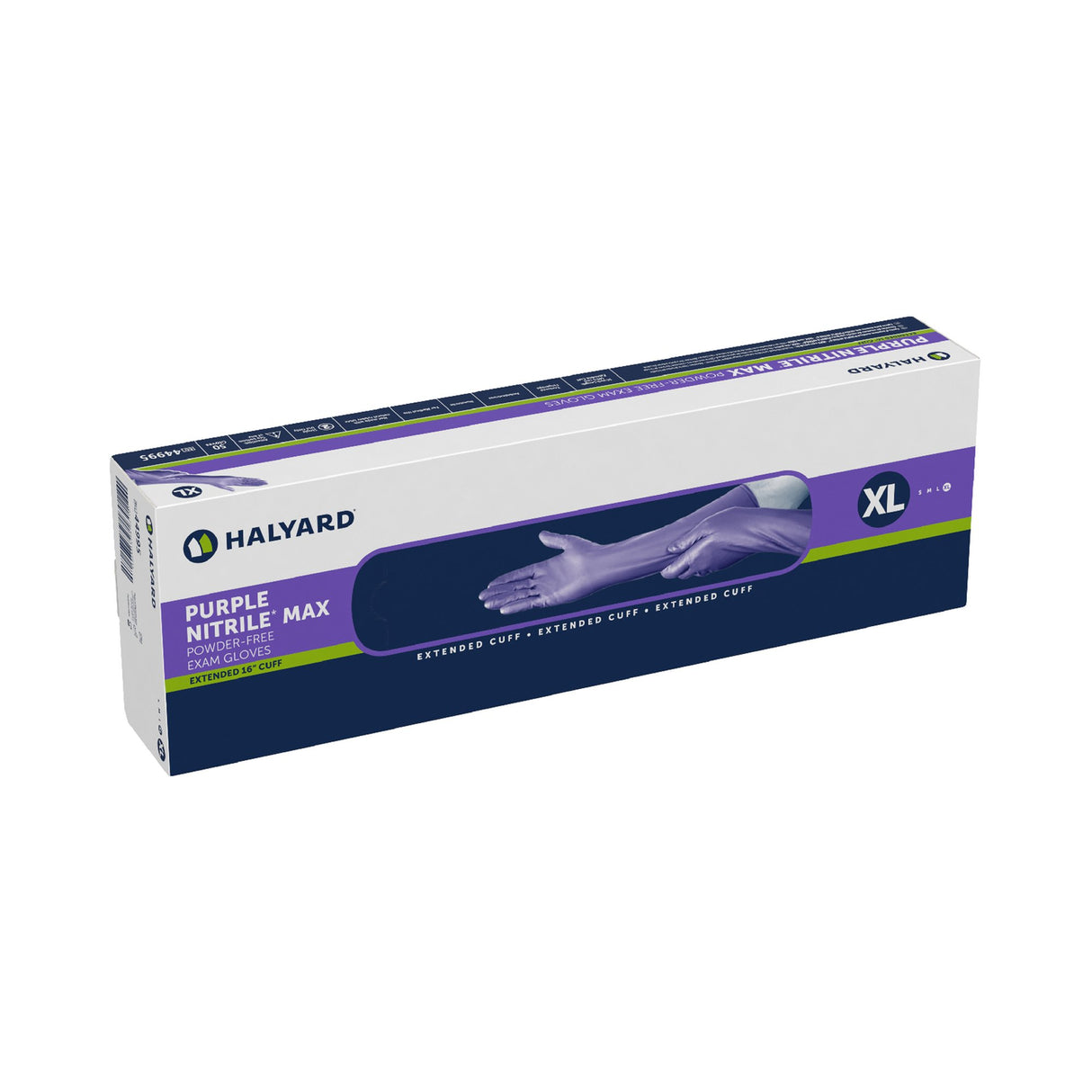 Exam Glove Purple Nitrile Max™ X-Large NonSterile Nitrile Extended Cuff Length Fully Textured Purple Not Rated - BeHope