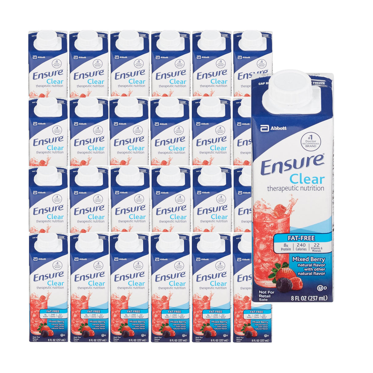 Oral Supplement Ensure® Clear Therapeutic Nutrition Mixed Berry Flavor Liquid 8 oz. Reclosable Carton - BeHope