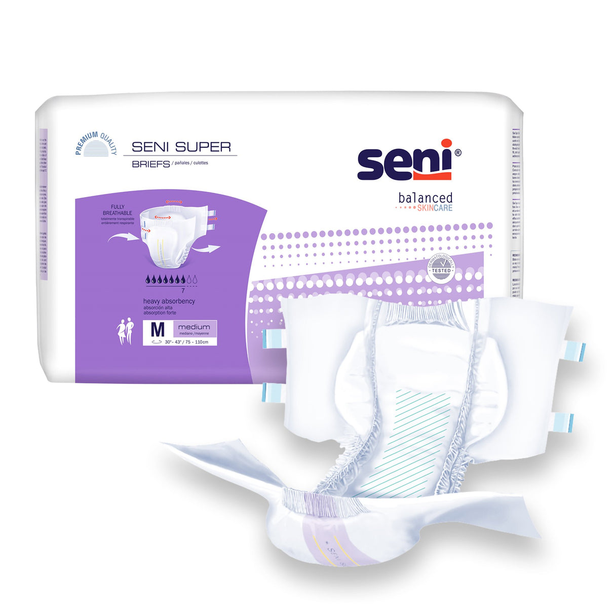 Unisex Adult Incontinence Brief Seni® Super Medium Disposable Heavy Absorbency - BeHope