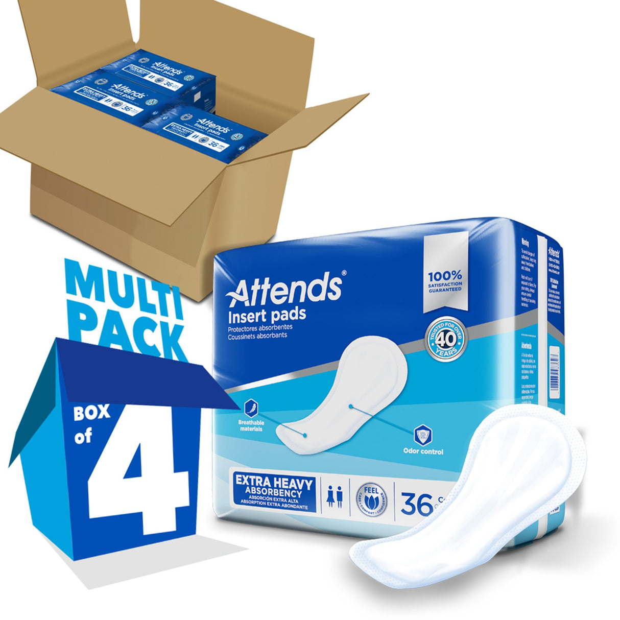 Incontinence Liner Attends® Insert Pad 16-1/2 Inch Length Heavy Absorbency Polymer Core One Size Fits Most - BeHope