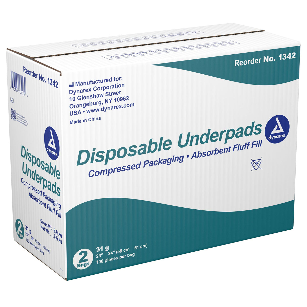 Disposable Underpad Dynarex® 23 X 24 Inch Fluff Light Absorbency - BeHope
