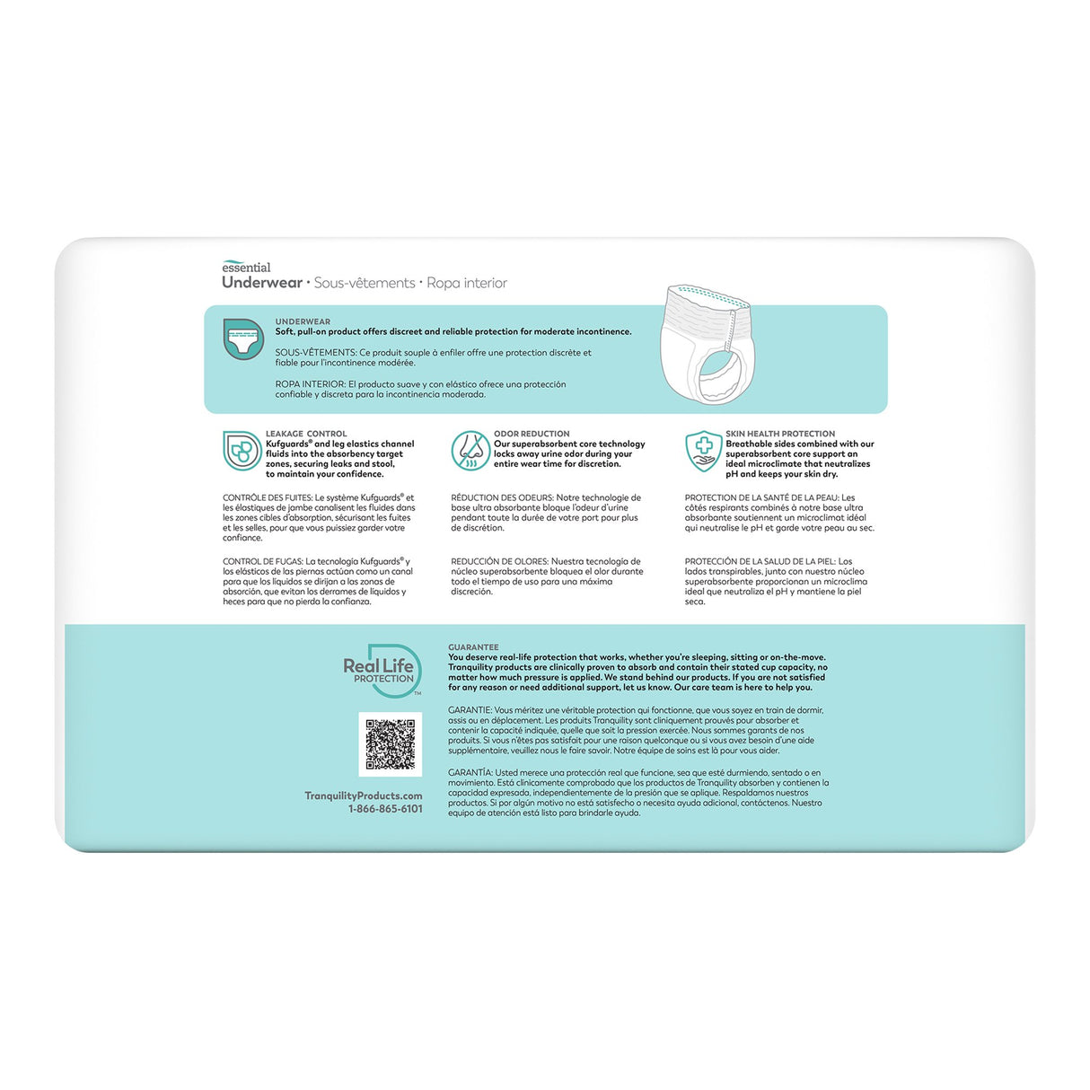 Unisex Adult Absorbent Underwear Tranquility® Essential Pull On with Tear Away Seams X-Large Disposable Moderate Absorbency - BeHope