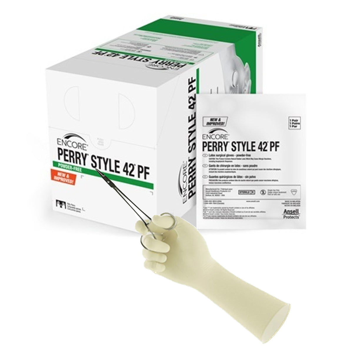 Surgical Glove ENCORE® Perry® Style 42® PF Size 7 Sterile Latex Standard Cuff Length Micro-Textured Natural Chemo Tested - BeHope