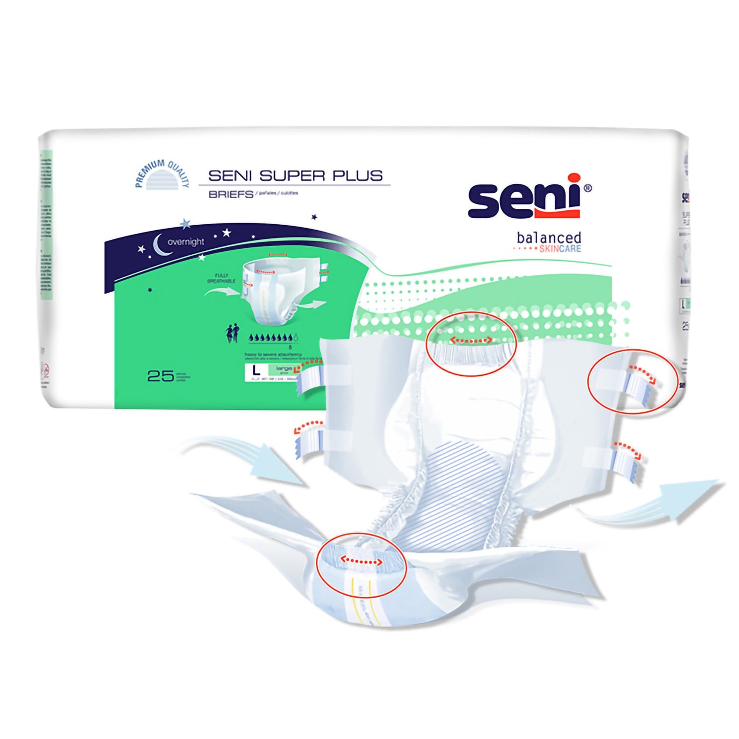 Unisex Adult Incontinence Brief Seni® Super Plus Large Disposable Heavy Absorbency - BeHope