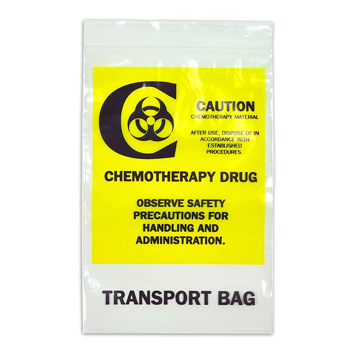 Hazardous Drug Bag LK® Biohazard Symbol / Chemotherapy Drug / Transport Bag Clear / Yellow 12 X 15 Inch - BeHope