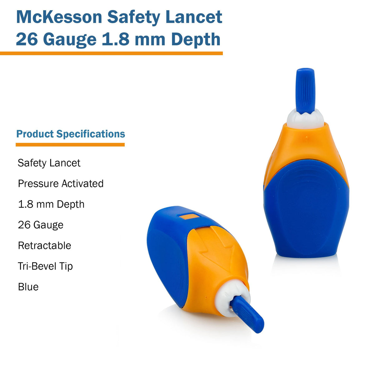 Safety Lancet McKesson 26 Gauge Retractable Pressure Activated Finger - BeHope