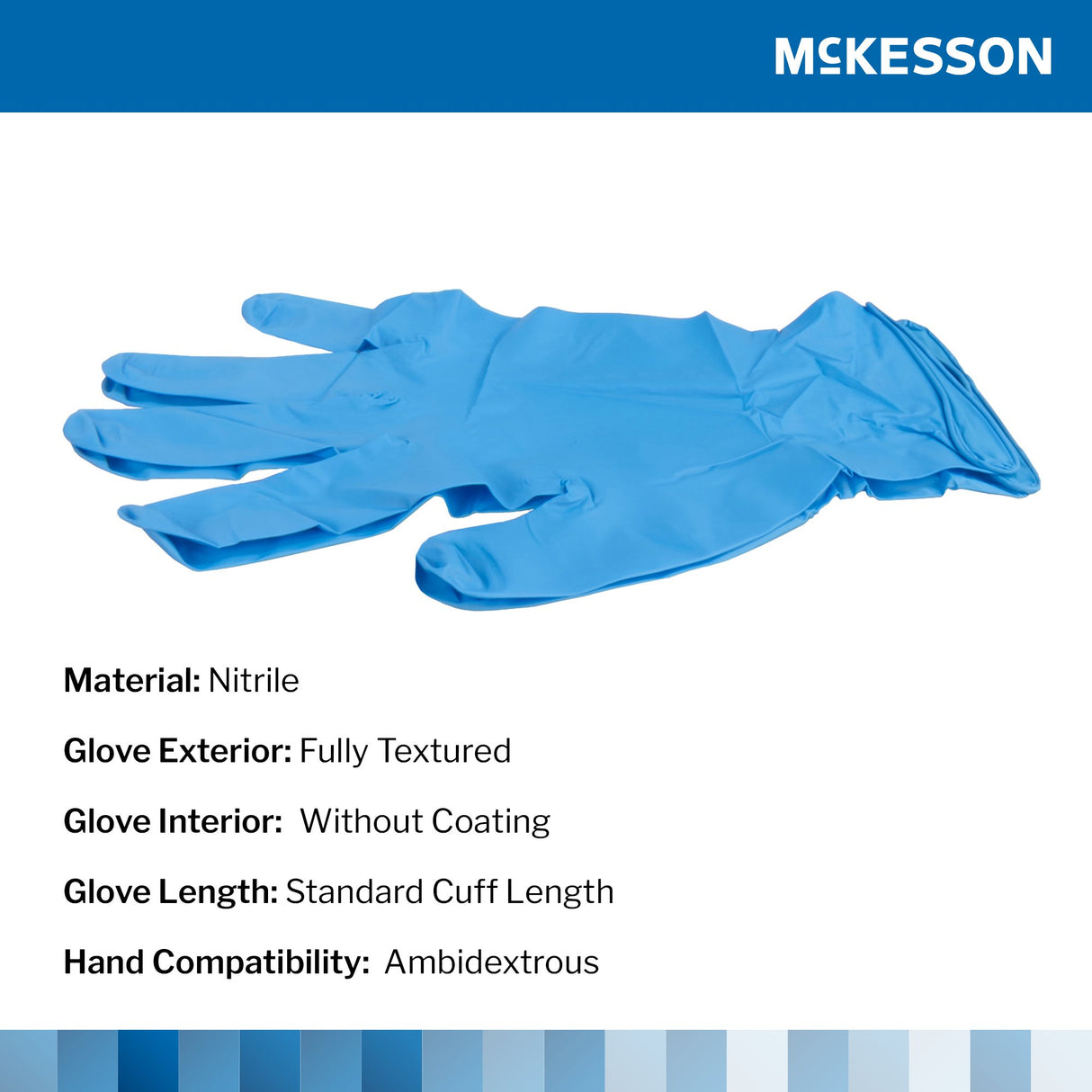 Exam Glove McKesson Confiderm® 6.8C Medium NonSterile Nitrile Standard Cuff Length Fully Textured Blue Chemo Tested / Fentanyl Tested - BeHope