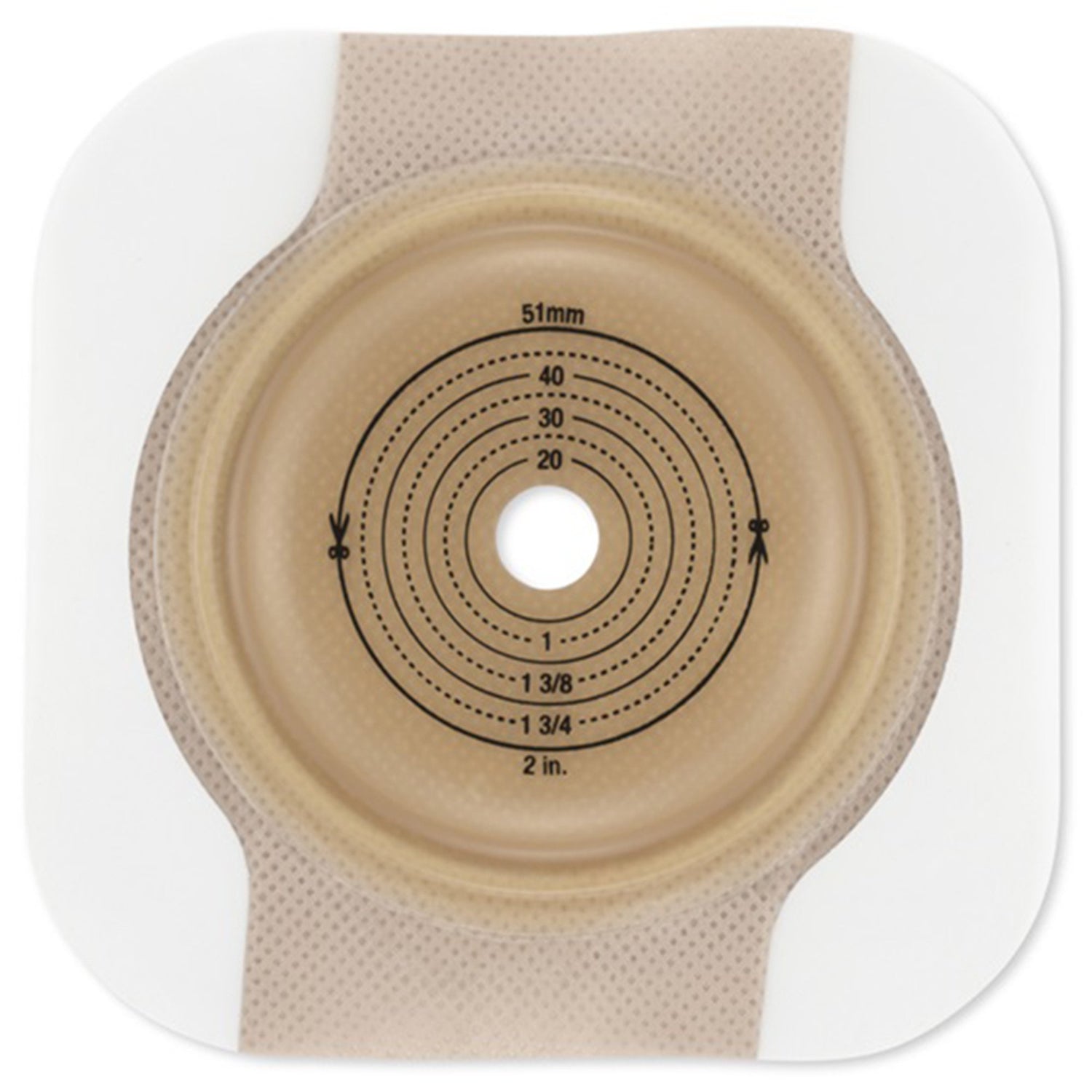 Ostomy Barrier New Image™ CeraPlus™ Trim to Fit, Extended Wear Adhesive Tape Borders 57 mm Flange Red Code System Up to 1-1/2 Inch Opening - BeHope