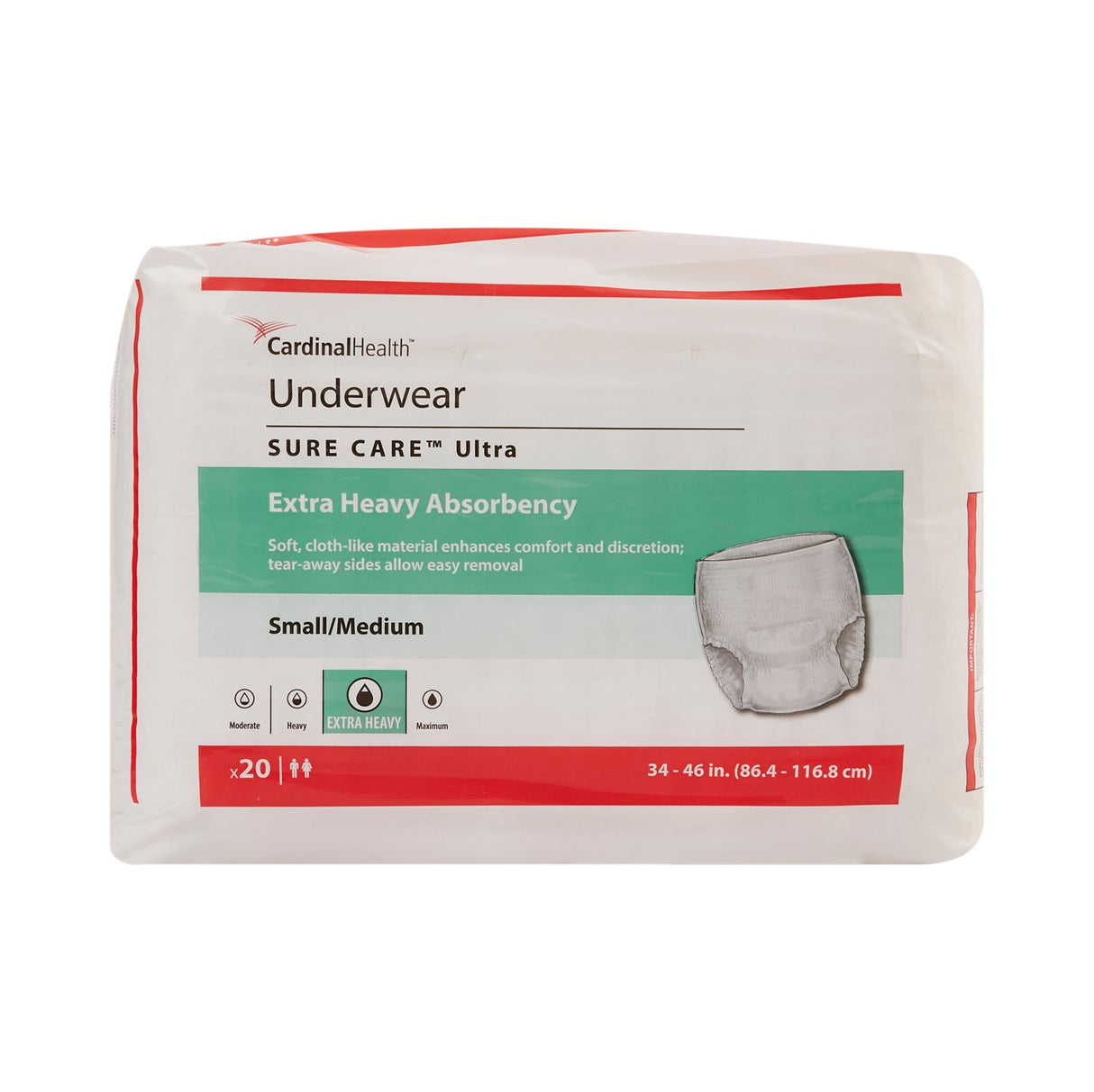 Unisex Adult Absorbent Underwear Sure Care™ Ultra Pull On with Tear Away Seams Medium Disposable Heavy Absorbency - BeHope
