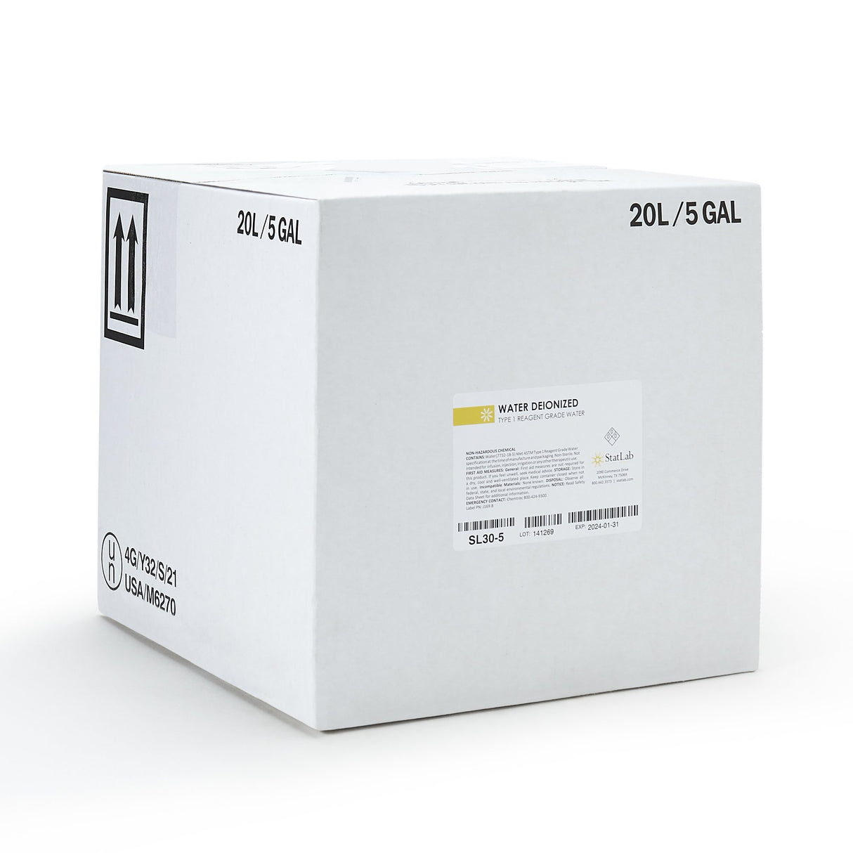 Chemistry Reagent Deionized Water ACS Grade 100% 5 gal. - BeHope