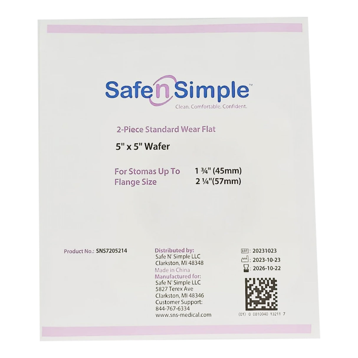 Ostomy Barrier Trim to Fit, Standard Wear Flexible Tape 57 mm Flange Red Code System Up to 1-3/4 Inch Opening 5 X 5 Inch - BeHope