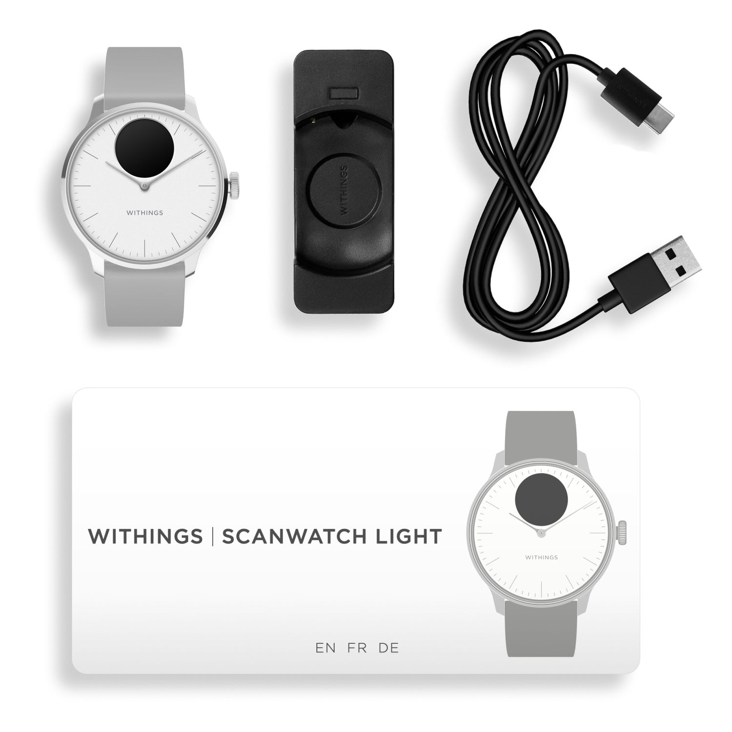 Smartwatch ScanWatch Light 37mm Withings 24 Hours Grayscale OLED Display - BeHope