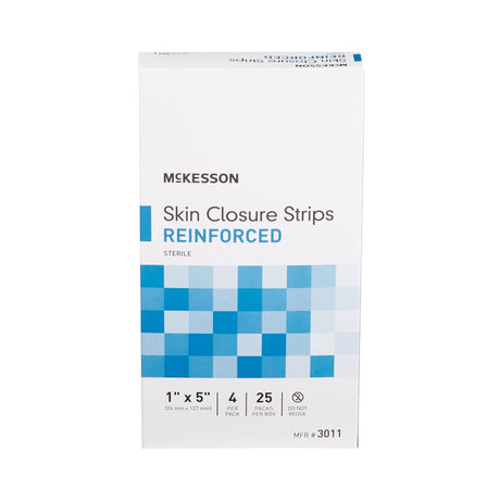 Skin Closure Strip McKesson 1 X 5 Inch Nonwoven Material Reinforced Strip White - BeHope