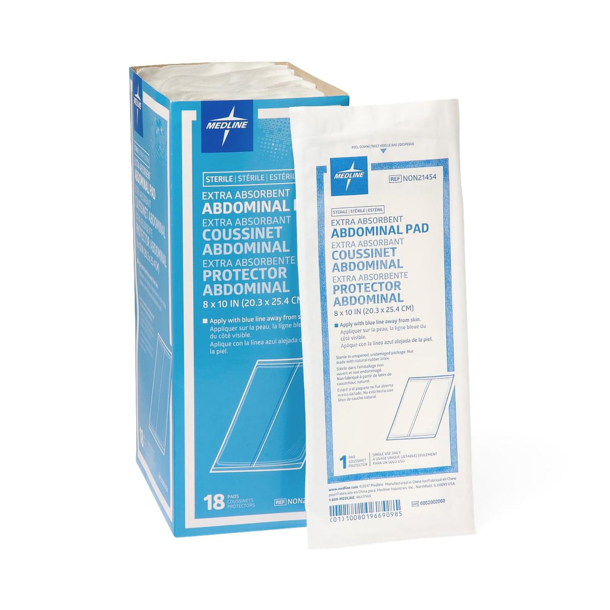 Abdominal Pad Medline 8 X 10 Inch Sterile 1 per Pack - BeHope