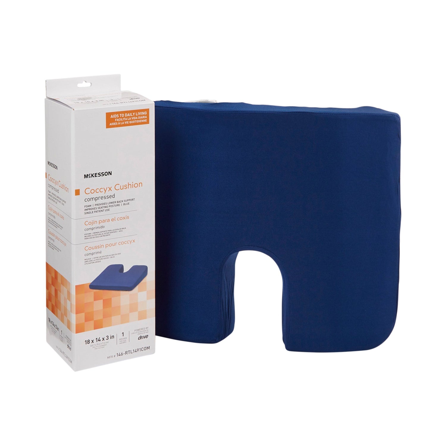 Coccyx Relief Seat Cushion McKesson 18 W X 14 L X 3 D Inch Foam - BeHope