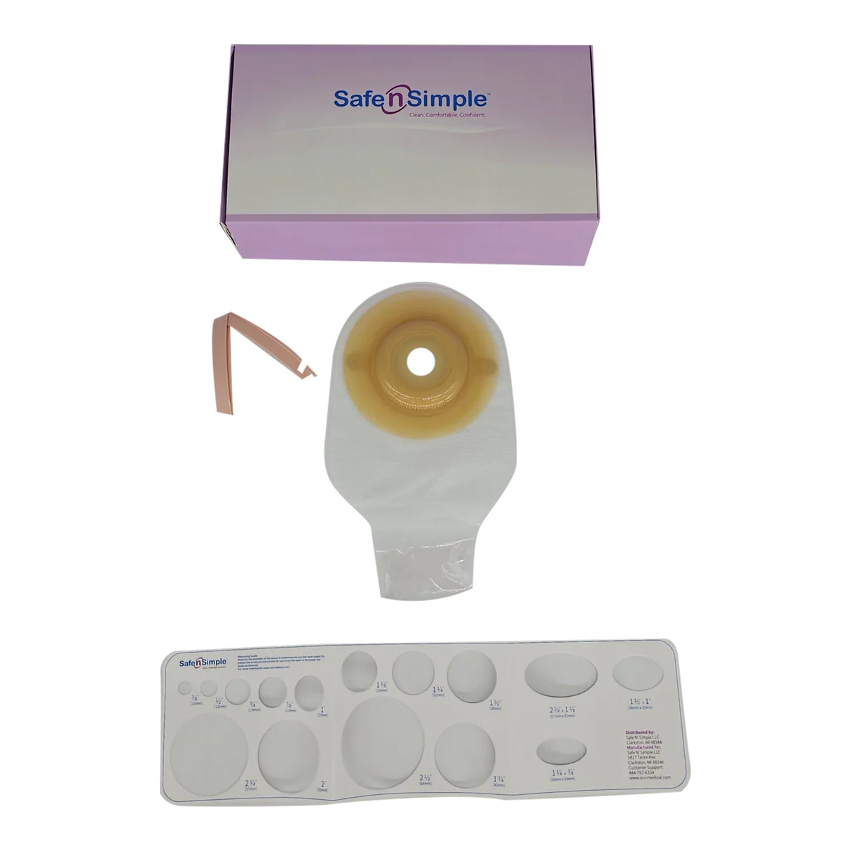 Ostomy Pouch Safe n Simple™ One-Piece System 12 Inch Length Convex, Pre-Cut 1 Inch Stoma Drainable - BeHope