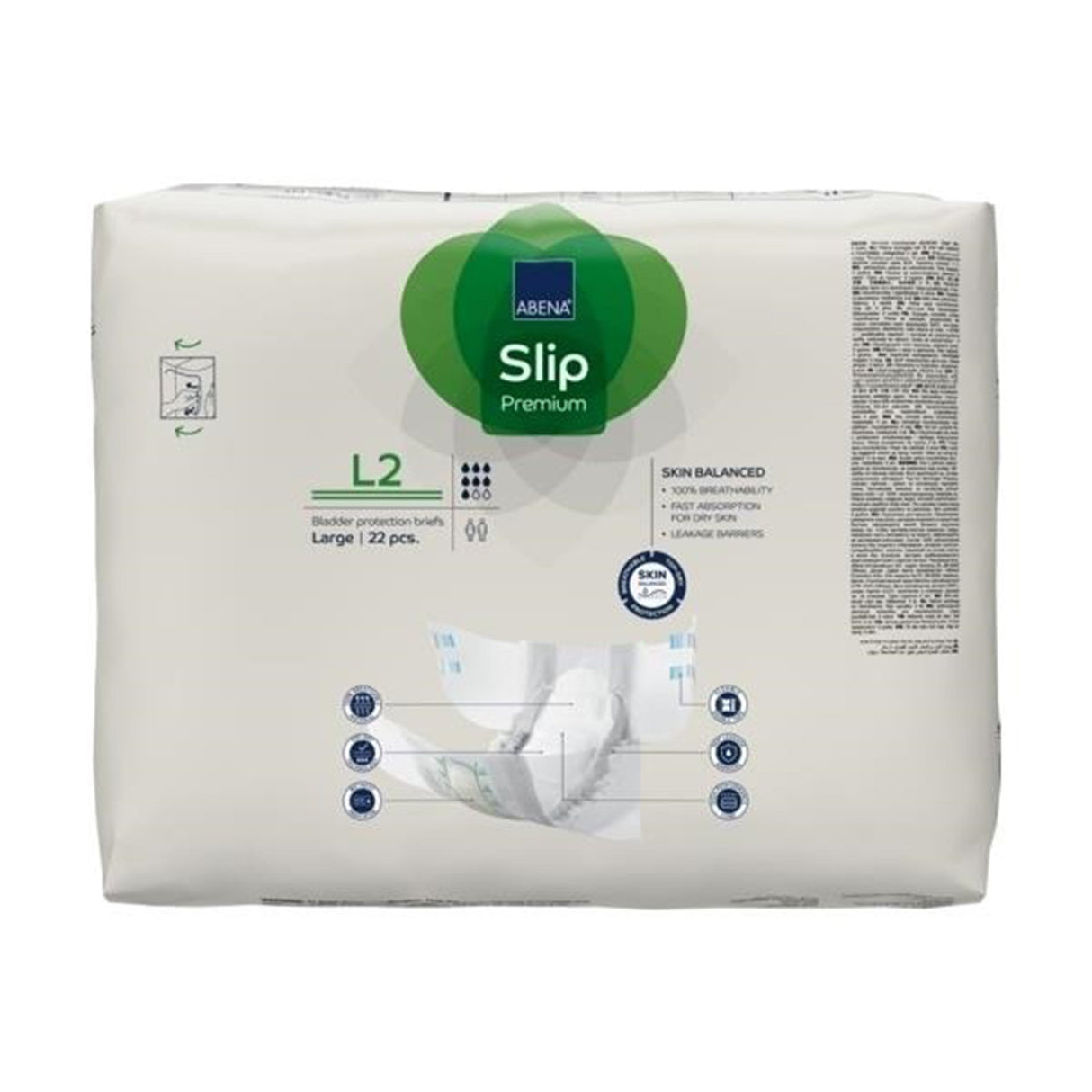 Unisex Adult Incontinence Brief Abena® Slip Premium L2 Large Disposable Heavy Absorbency - BeHope