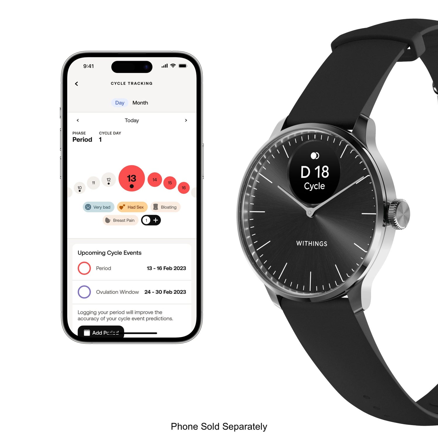 Smartwatch ScanWatch Llight 37mm Withings 24 Hour Grayscale OLED display - BeHope
