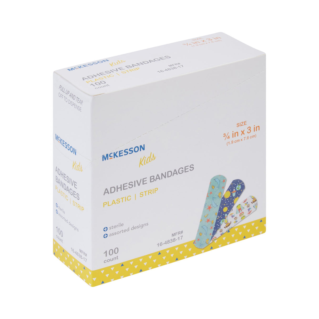 Adhesive Strip McKesson Kids™ Plastic Kid Design (Assorted Prints) 3/4 X 3 Inch Sterile - BeHope