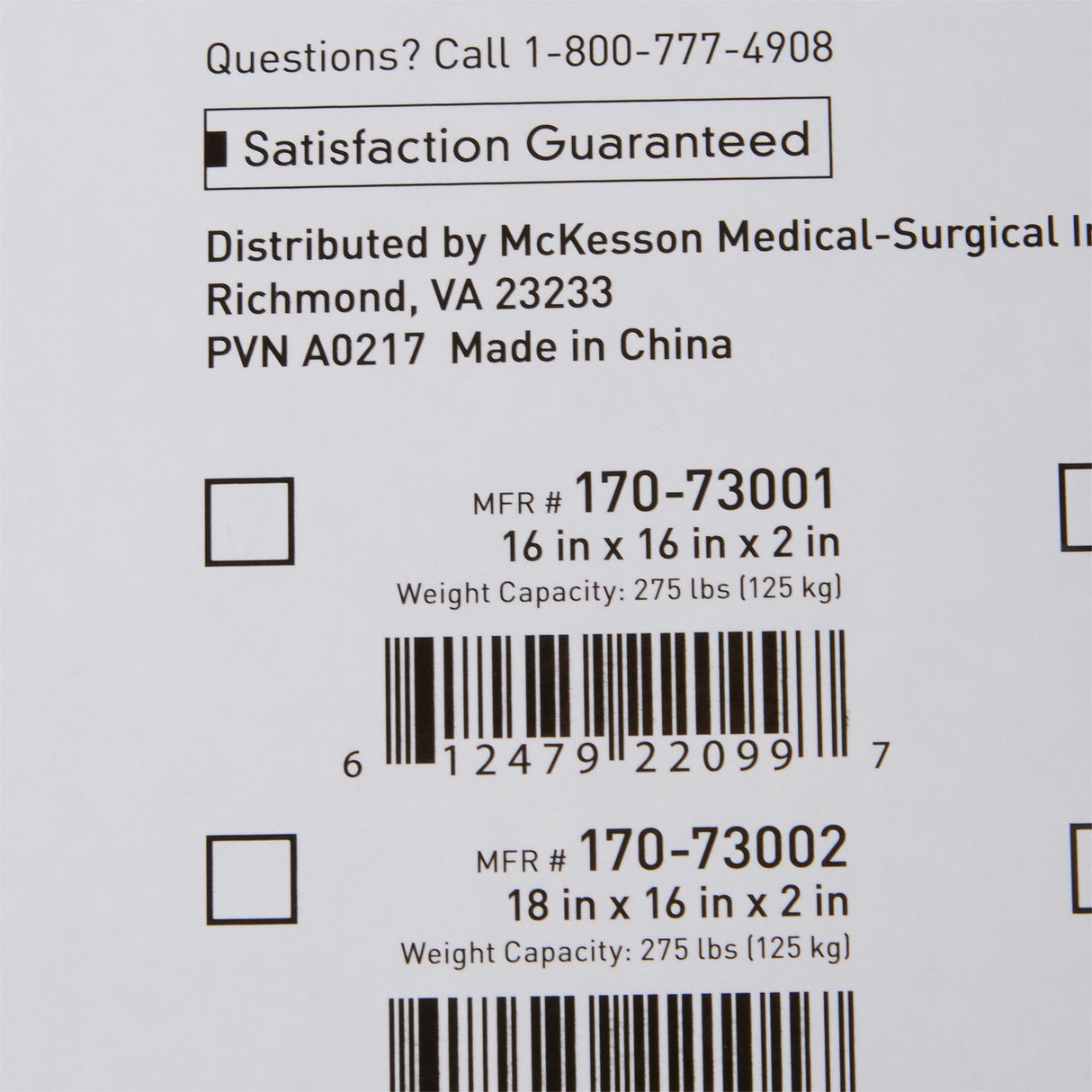 Seat Cushion McKesson 16 W X 16 L X 2 D Inch Foam / Gel - BeHope