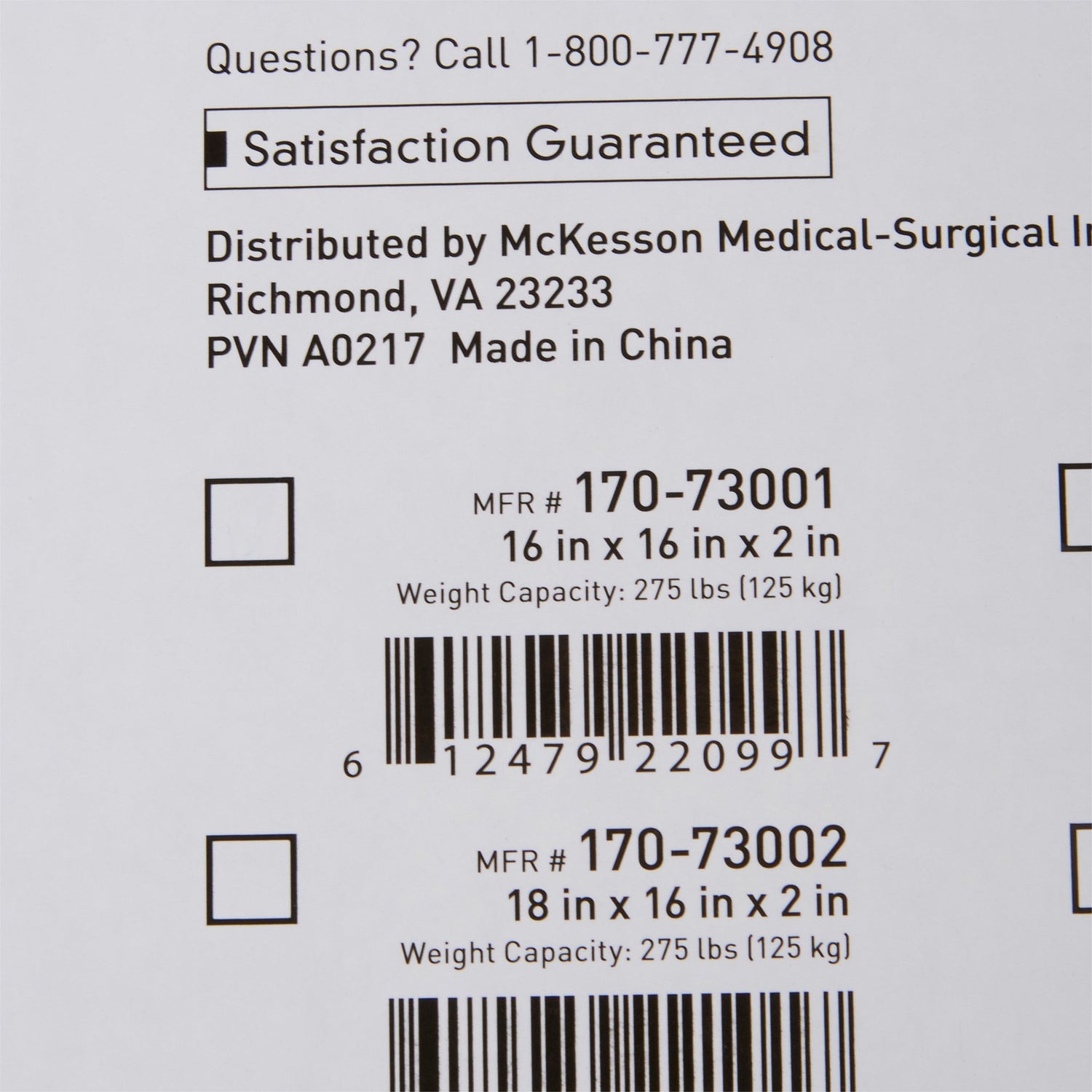 Seat Cushion McKesson 16 W X 16 L X 2 D Inch Foam / Gel - BeHope