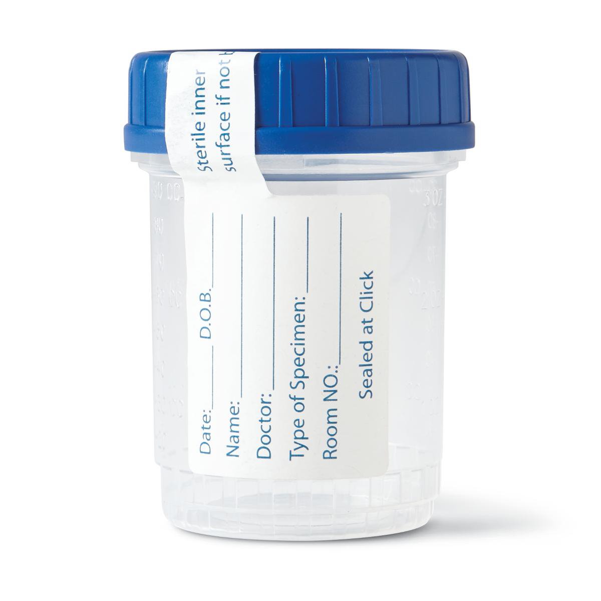 Specimen Container for Pneumatic Tube Systems Click-N-Close 90 mL (3 oz.) Screw Cap Patient Information Sterile Fluid Path - BeHope
