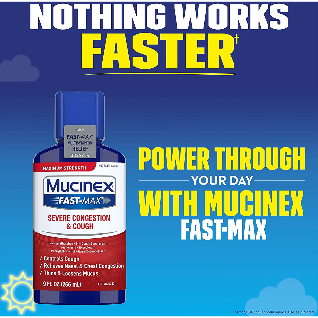 Cold and Cough Relief Mucinex® Fast-Max™ 20 mg - 400 mg - 10 mg / 5 mL Strength Liquid 6 oz. - BeHope
