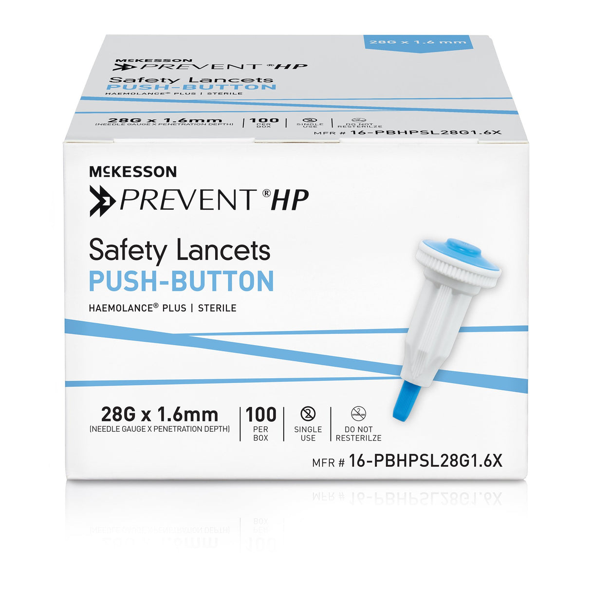 Safety Lancet McKesson Prevent® HP 28 Gauge Retractable Push Button Activation Finger - BeHope