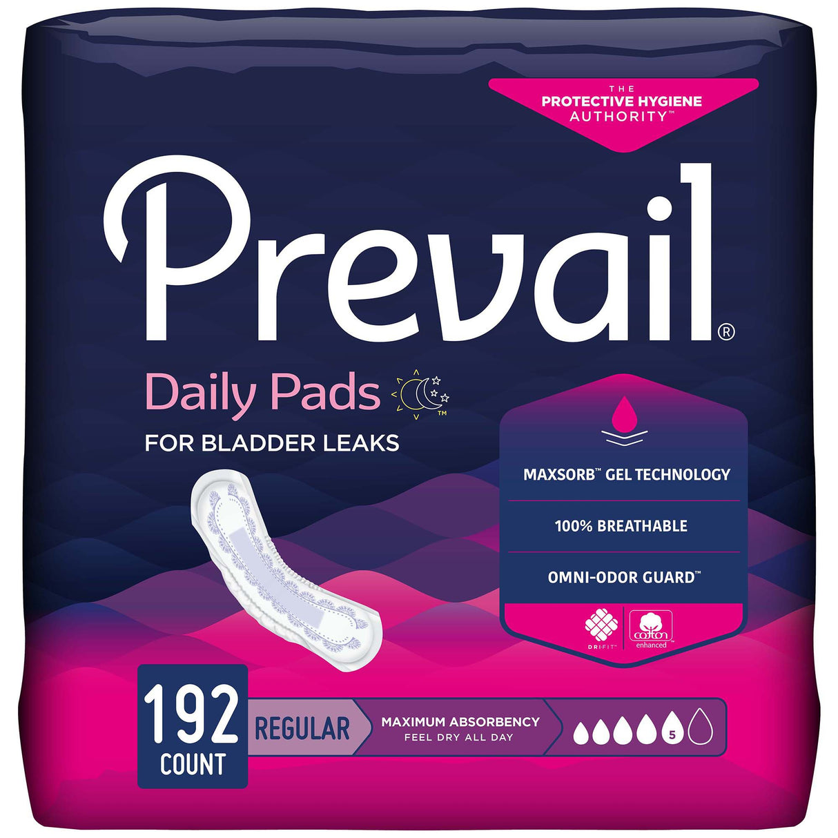 Bladder Control Pad Prevail® Daily Pads 11 Inch Length Heavy Absorbency Polymer Core One Size Fits Most - BeHope