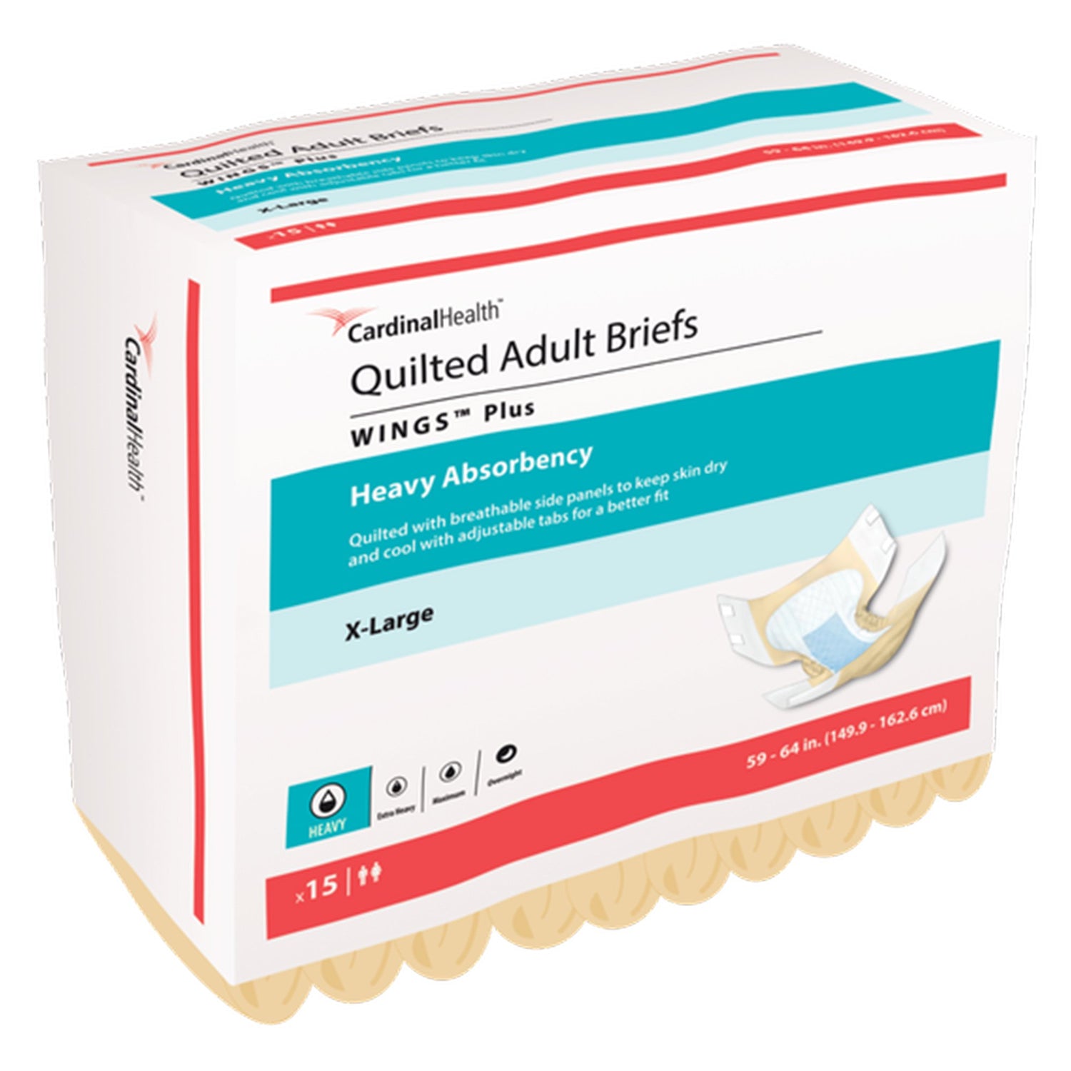 Unisex Adult Incontinence Brief Wings™ Plus Quilted X-Large Disposable Heavy Absorbency - BeHope