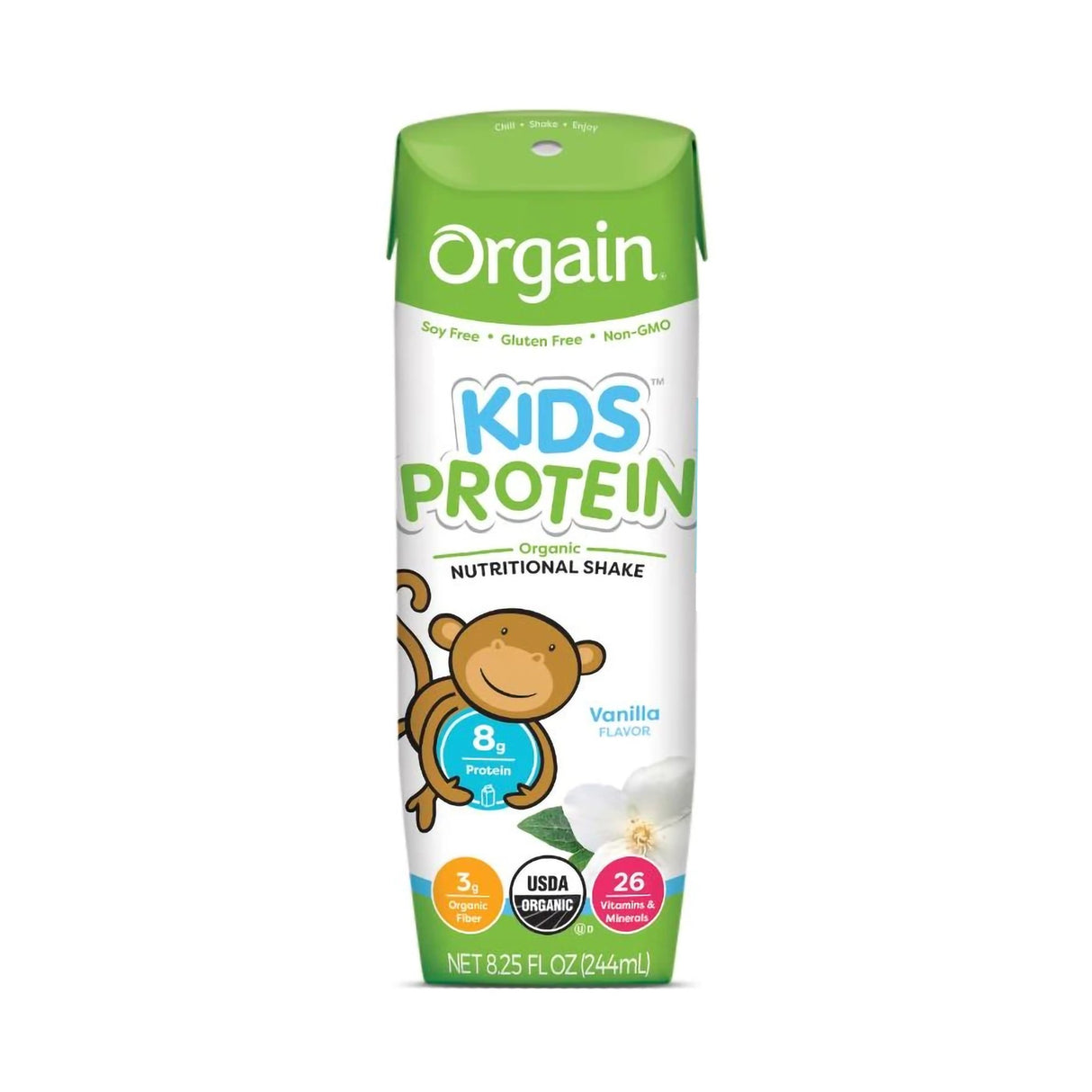 Pediatric Oral Supplement Orgain® Kids Protein™ Organic Nutritional Shake Vanilla Flavor 8.25 oz. Carton Liquid Organic - BeHope
