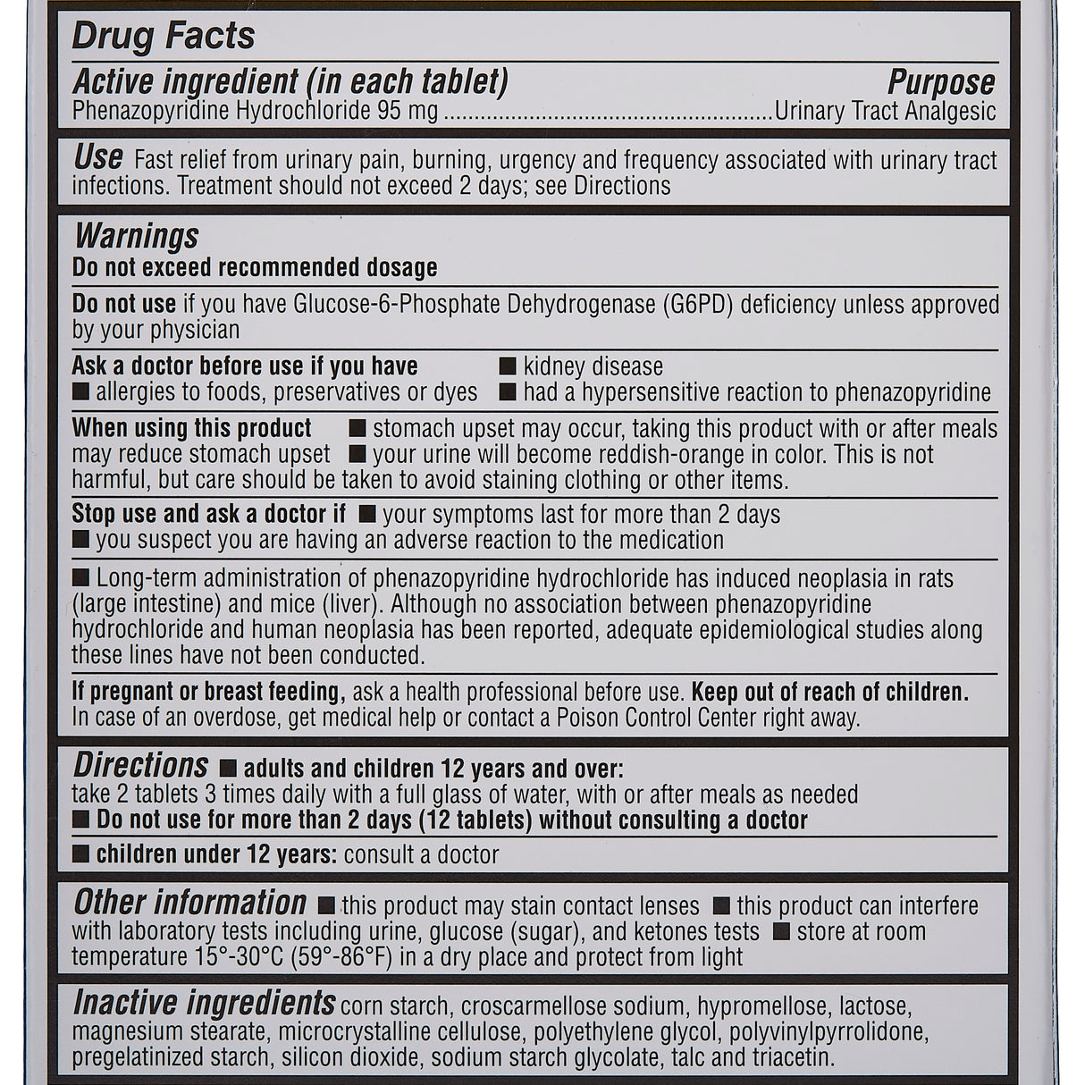 Urinary Pain Relief sunmark® 95 mg Strength Phenazopyridine HCL Tablet 30 per Box - BeHope